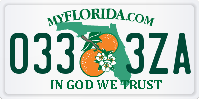 FL license plate 0333ZA