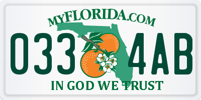 FL license plate 0334AB