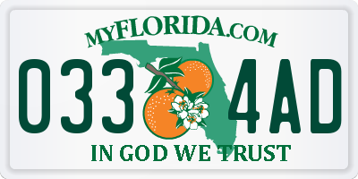 FL license plate 0334AD