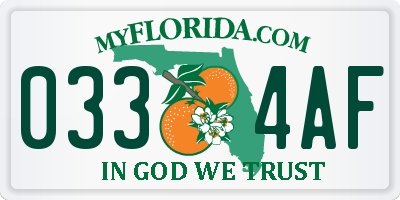 FL license plate 0334AF