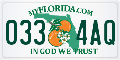 FL license plate 0334AQ