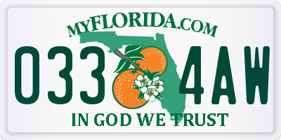 FL license plate 0334AW