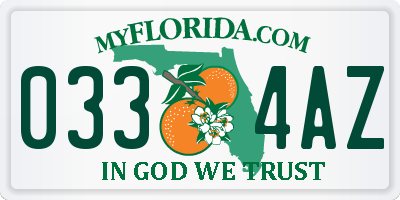 FL license plate 0334AZ