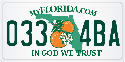FL license plate 0334BA