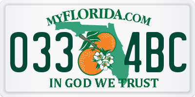 FL license plate 0334BC