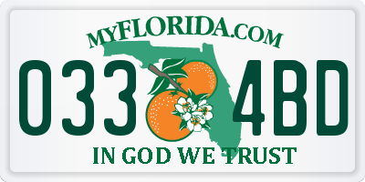 FL license plate 0334BD