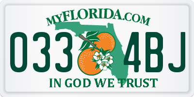 FL license plate 0334BJ