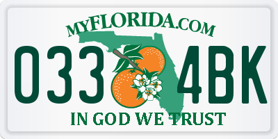 FL license plate 0334BK