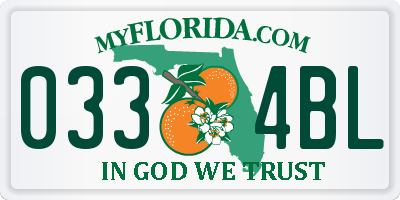 FL license plate 0334BL