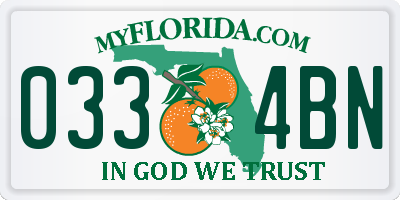 FL license plate 0334BN