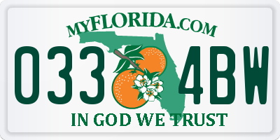 FL license plate 0334BW