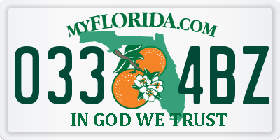 FL license plate 0334BZ