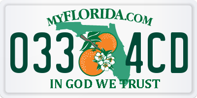 FL license plate 0334CD