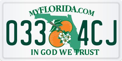 FL license plate 0334CJ