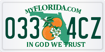 FL license plate 0334CZ