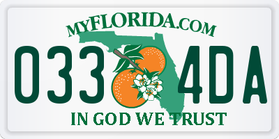 FL license plate 0334DA