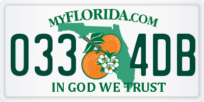 FL license plate 0334DB