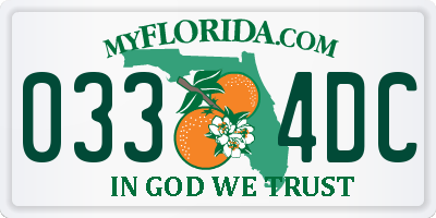 FL license plate 0334DC