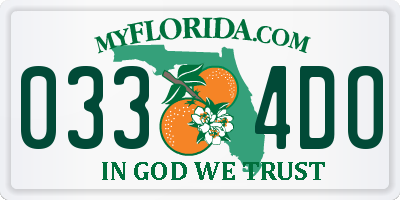 FL license plate 0334DO