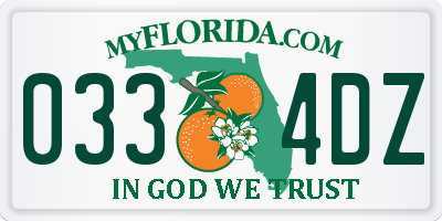 FL license plate 0334DZ