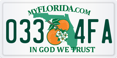 FL license plate 0334FA