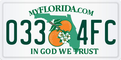 FL license plate 0334FC