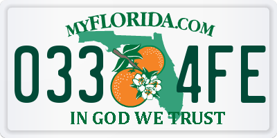 FL license plate 0334FE