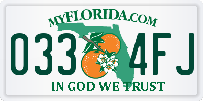 FL license plate 0334FJ