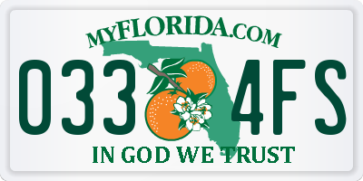 FL license plate 0334FS