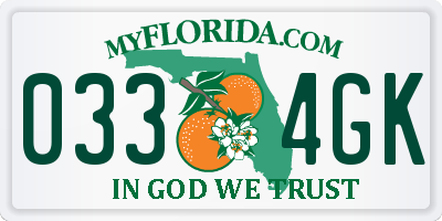 FL license plate 0334GK