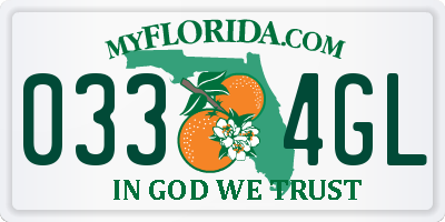 FL license plate 0334GL