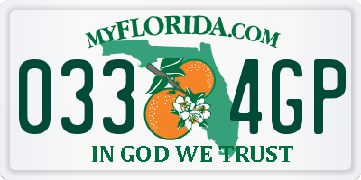 FL license plate 0334GP