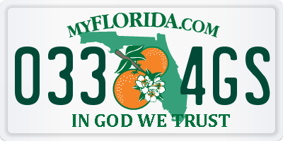 FL license plate 0334GS