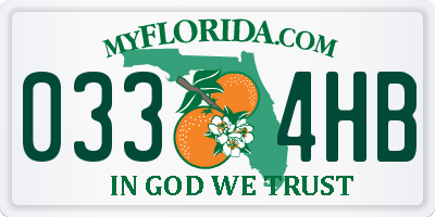 FL license plate 0334HB