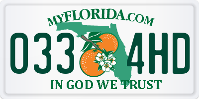 FL license plate 0334HD