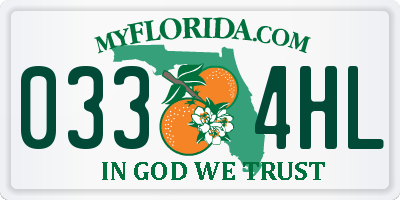 FL license plate 0334HL