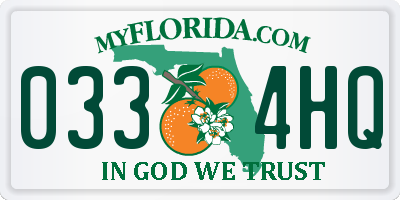 FL license plate 0334HQ