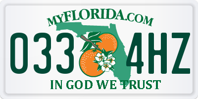 FL license plate 0334HZ