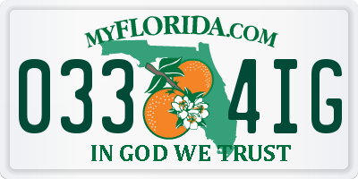 FL license plate 0334IG