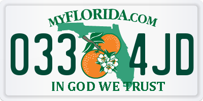 FL license plate 0334JD