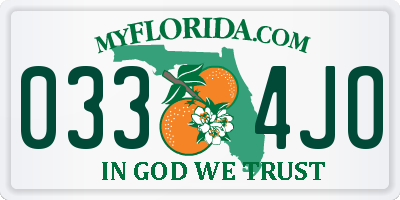 FL license plate 0334JO