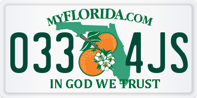 FL license plate 0334JS