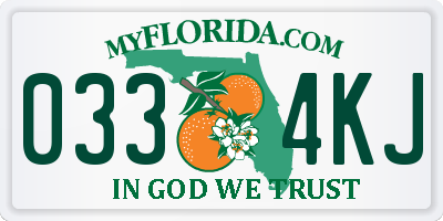 FL license plate 0334KJ