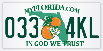 FL license plate 0334KL