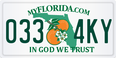 FL license plate 0334KY
