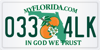 FL license plate 0334LK