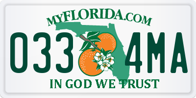 FL license plate 0334MA