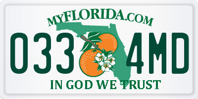 FL license plate 0334MD