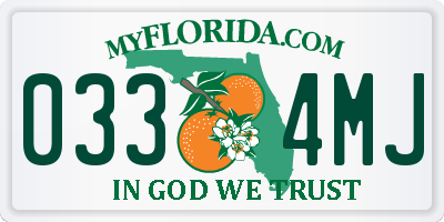 FL license plate 0334MJ