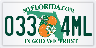 FL license plate 0334ML
